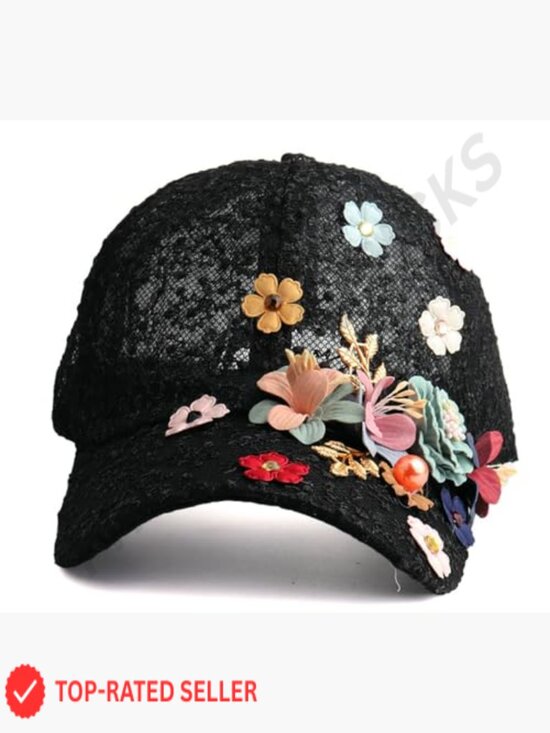 Lace Mesh Rhinestone Butterfly 3D Floral Baseball Cap UV Protection Summer Hat